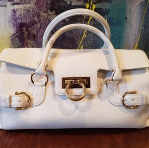 Salvatore Ferragamo white satchel handbag